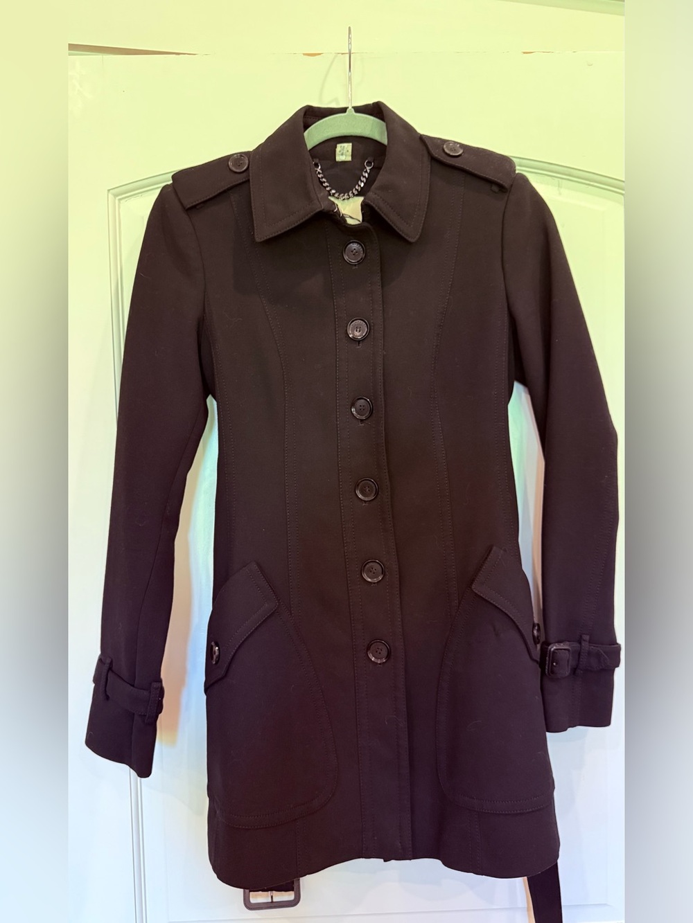 Burberry Women's Dark Black Button-Front Trench Coat